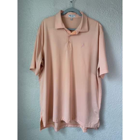 Peter Millar Other - Peter Millar Summer Comfort Mens XL Peach Micro Stripe Golf Polo Seahorse Logo